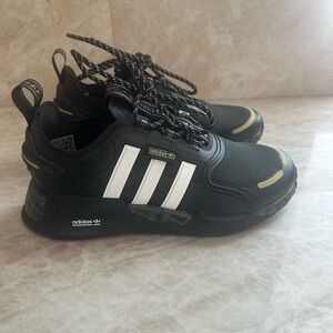 Adidas Black Athletic Sneakers with White Stripes brand new size 5